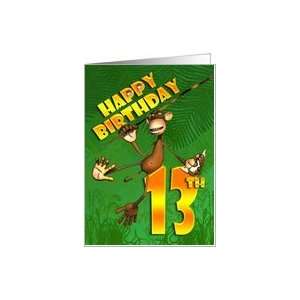  Happy 13th Birthday Monkey Banana Card Toys & Games