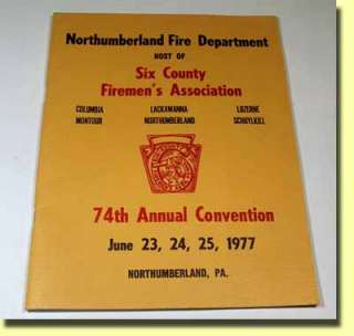 1977 SIX COUNTY FIREMENS ASSOC. Program Northumberland  