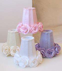 Cream Chandelier Shades~Dupioni Silk & Gorgeous Roses  