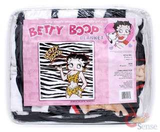 Betty Boop in Zebra Plush Throw Blanket  Pink Queen  
