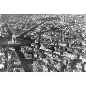  Vintage Art Arc de Triomphe as viewed from a balloon 