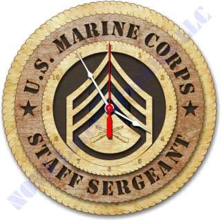 Marine Corp E6 Staff Sergeant Birch Wall Clock  