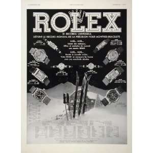 1938 French Ad Rolex Watches Ski Chalet Chronographe   Original Print 
