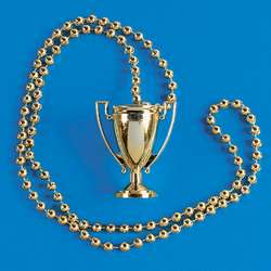 12 Metallic Gold Trophy Necklaces Party Favor Award  