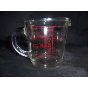 Vintage 1940s Glass Pyrex Measuring Cup 1 Cup # 508 Closed D Handle