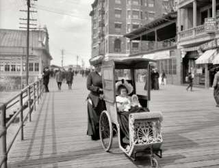 ATLANTIC CITY NEW JERSEY 1905 PHOTO BLACK & WHITE BOARDWALK CART PRE 