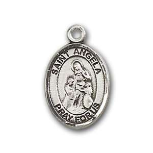   Lapel Badge Medal with St. Angela Merici Charm and Polished Pin Brooch