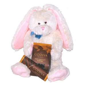Soft White Plush Easter Bunny with Godiva Chocolates Holiday Gift 