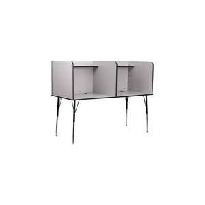 Double Wide Study Carrel with Adjustable Legs and Top Shelf in Nebula 