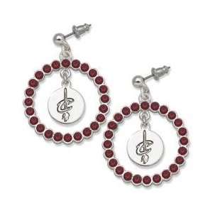   Licensed Cleveland Cavaliers Earrings   Red Crystals & Team Logo