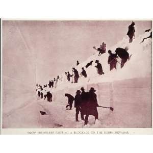  1893 Print Sierra Nevada Snow Shoveling Pass California 
