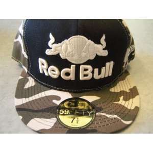  Camo Red Bull New Era Fitted 59Fifty Hat 7 3/8 Everything 