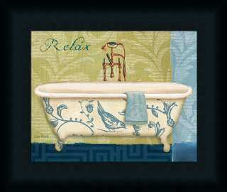 Blue Botanical Bath II by Lisa Audit Bathroom Spa Relax Sign 10x8 