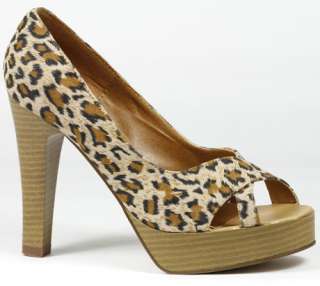Leopard Peep Toe High Heel Platform Pump 6.5 us  
