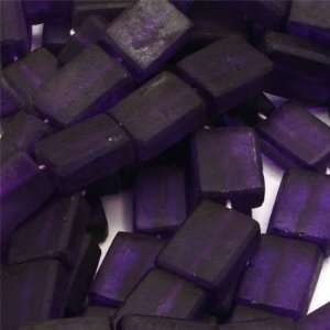  27mm Purple Recycled Glass Rectangle Frosted Finish Bead 