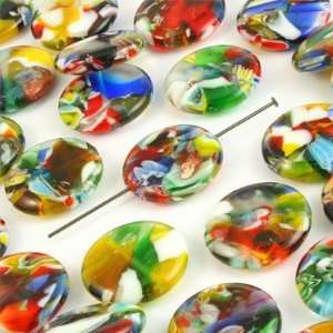  19mm Millefiore Style Flat Round Glass Beads Arts, Crafts 