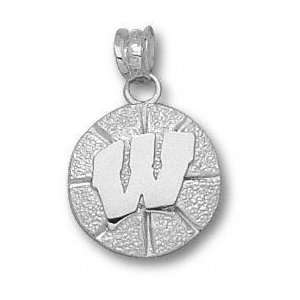  Wisconsin Badgers Sterling Silver W Basketball 1/2 