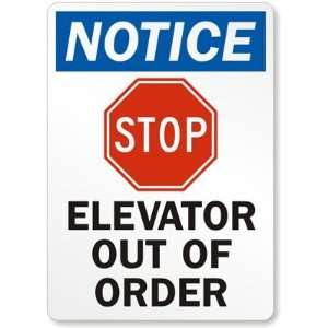  Elevator Out of Order (with graphic) Plastic Sign, 14 x 