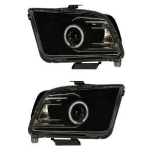 FORD MUSTANG 05 09 PROJECTOR HEADLIGHT HALO BLACK CLEAR 