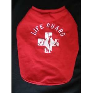 Red Life Guard Tank Shirt for Small Dog 