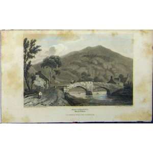  1814 Antique Print Beddgelert North Wales Bridge Wise 