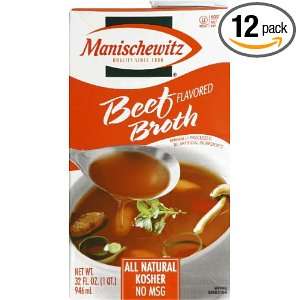 Manischewitz Beef Broth, 32 Ounce Packages (Pack of 12)  