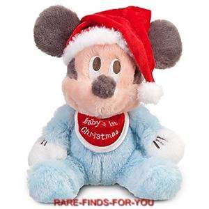 Disney Parks Mickey Mouse Babys First Christmas Santa 9 H Plush 