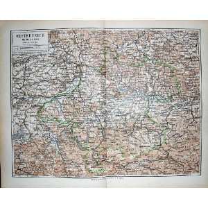   Meyers German Atlas 1900 Map Oesterreich Linz Passau