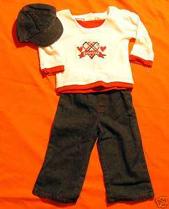 NWT GIRLS BABY TOGS 3 PC JEAN OUTFIT SIZE 12 MTHS $26.  