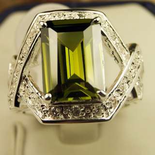 Charming Peridot Topaz Gemstone Silver Ring Size #9 B21  