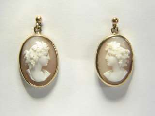 QUALITY ANTIQUE ENGLISH 9K GOLD HAND CARVED NATURAL SHELL CAMEO 