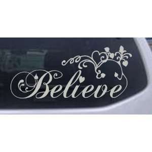 Believe Christian Car Window Wall Laptop Decal Sticker    Silver 22in 