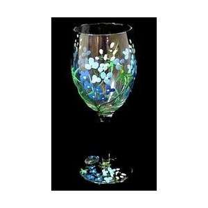   Bluebonnets Design   Hand Painted   Wine Glass   8 oz. by BELLISSIMO
