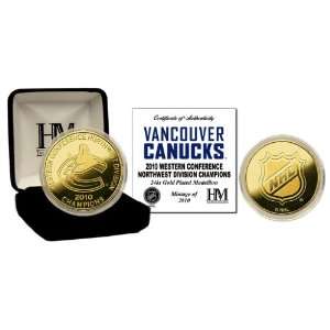  Vancouver Canucks 2010 Division Champs 24Kt Gold Coin 