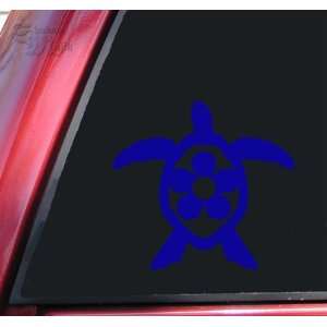  Flower Honu Hawaiian Sea Turtle Vinyl Decal Sticker   Blue 