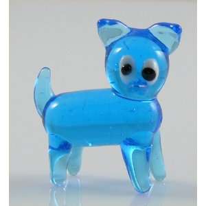  Dog, Puppy, Chihuahua, Glass Figurine Blue body with Black 
