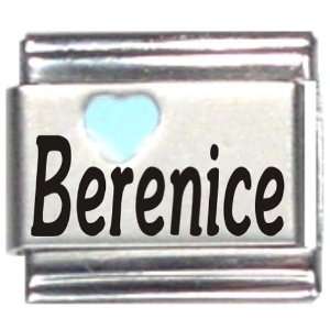  Berenice Light Blue Heart Laser Name Italian Charm Link 