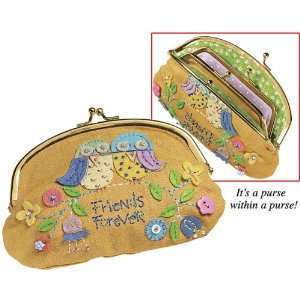  EMBROIDERED FRIENDS   CHANGE PURSE 