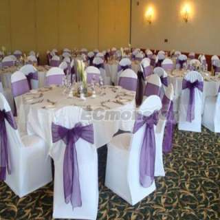   Purple Organza Chair Sash Bow Wedding Party Banquet Cover Decor  