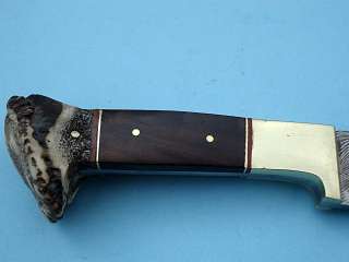 CUSTOM HANDMADE DAMASCUS HUNTING KNIFE/ STAG CROWN  