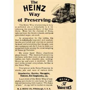  1906 Ad H J Heinz Company Canning Fruit Preserves Jars 