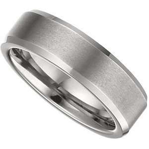   Tungsten with Ceramic Overlay Beveled Comfort Fit Flat Band Size 12.5
