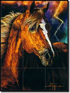 Taylor Horse Equine Tumbled Marble Tile Mural Art  