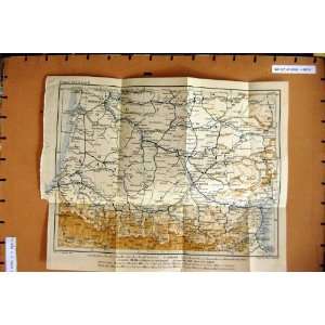 MAP 1906 BORDEAUX FRANCE TOULOUSE BEZIERS MONTAUBAN 