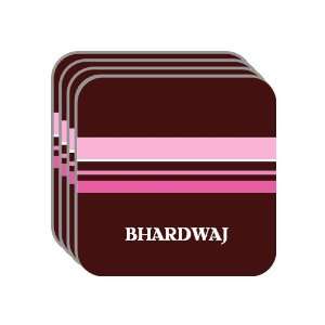 Personal Name Gift   BHARDWAJ Set of 4 Mini Mousepad Coasters (pink 