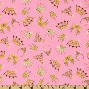  Princess Tiaras & Crowns Hot Pink Fabric By The Yard Arts 