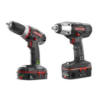 Craftsman 17229 Impact Wrench +1/2in Compact Drill/Driver +2 Batteries 