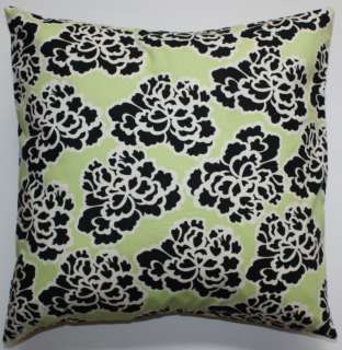 Throw Pillow Sham/Cover for 18x18 Pillow Insert Green & Black Floral 