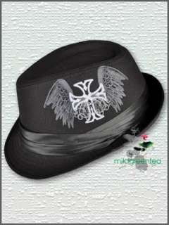 SH658 Punk Skull Fashion Fedora Hat Cap Bat Wings Black Vogue  