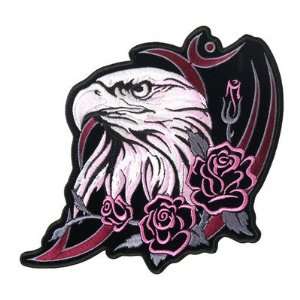 GLITTER EAGLE AMERICAN PINK ROSES 7 x 7 Lady Rider Embroidered BIKER 